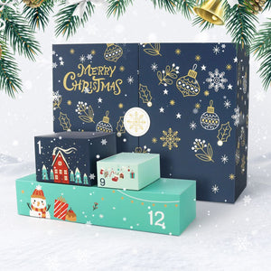 Malen nach Zahlen Adventskalender 2025 - Frohe Weihnachten (Blau - 12 Türchen)