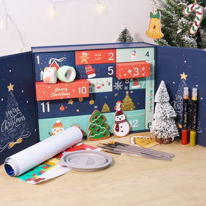 Malen nach Zahlen Adventskalender 2025 - Frohe Weihnachten (Blau - 12 Türchen)