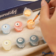 Laden Sie das Bild in den Galerie-Viewer, Malen nach Zahlen auf Holzscheibe - Sternenklare Weihnachtsnacht