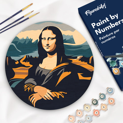 Malen nach Zahlen auf Holzscheibe - Mona Lisa