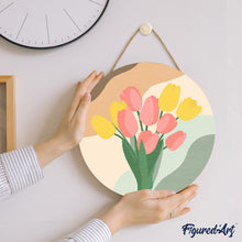 Laden Sie das Bild in den Galerie-Viewer, Malen nach Zahlen auf Holzscheibe - Tulpenstrauß