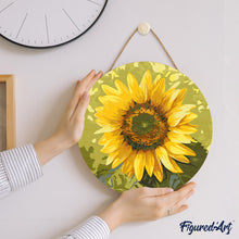 Laden Sie das Bild in den Galerie-Viewer, Malen nach Zahlen auf Holzscheibe - Sonnenblume