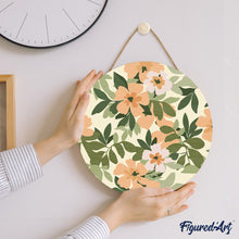 Laden Sie das Bild in den Galerie-Viewer, Malen nach Zahlen auf Holzscheibe - Blumenmuster
