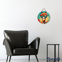 Laden Sie das Bild in den Galerie-Viewer, Malen nach Zahlen auf Holzscheibe - Fantasie-Giraffe und Blumen