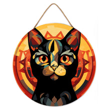 Laden Sie das Bild in den Galerie-Viewer, Malen nach Zahlen auf Holzscheibe - Art-Deco-Schwarze Katze