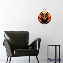 Laden Sie das Bild in den Galerie-Viewer, Malen nach Zahlen auf Holzscheibe - Art-Deco-Schwarze Katze