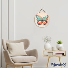 Laden Sie das Bild in den Galerie-Viewer, Malen nach Zahlen auf Holzscheibe - Schmetterling