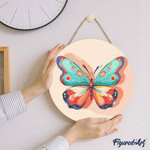 Laden Sie das Bild in den Galerie-Viewer, Malen nach Zahlen auf Holzscheibe - Schmetterling