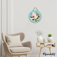 Laden Sie das Bild in den Galerie-Viewer, Malen nach Zahlen auf Holzscheibe - Vogel und Blumen