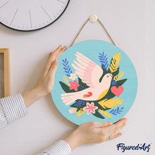 Laden Sie das Bild in den Galerie-Viewer, Malen nach Zahlen auf Holzscheibe - Vogel und Blumen