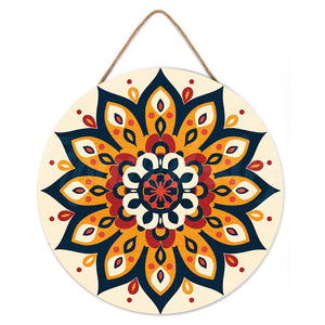 Malen nach Zahlen auf Holzscheibe - Sonnenburst-Mandala