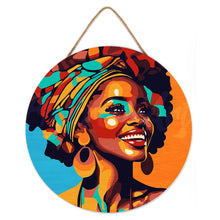 Laden Sie das Bild in den Galerie-Viewer, Malen nach Zahlen auf Holzscheibe - Afrikanische Königin Pop Art