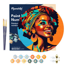 Laden Sie das Bild in den Galerie-Viewer, Malen nach Zahlen auf Holzscheibe - Afrikanische Königin Pop Art