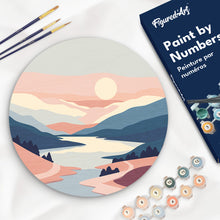 Laden Sie das Bild in den Galerie-Viewer, Malen nach Zahlen auf Holzscheibe - Pastell-Sonnenaufgang