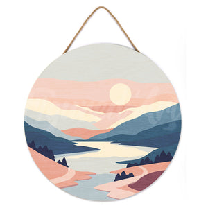Malen nach Zahlen auf Holzscheibe - Pastell-Sonnenaufgang