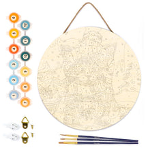 Laden Sie das Bild in den Galerie-Viewer, Malen nach Zahlen auf Holzscheibe - Niedliche Katze mit rotem Schal