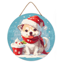 Laden Sie das Bild in den Galerie-Viewer, Malen nach Zahlen auf Holzscheibe - Weihnachtswelpe