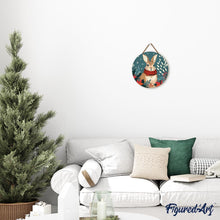 Laden Sie das Bild in den Galerie-Viewer, Malen nach Zahlen auf Holzscheibe - Weihnachtshäschen