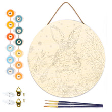 Laden Sie das Bild in den Galerie-Viewer, Malen nach Zahlen auf Holzscheibe - Weihnachtshäschen