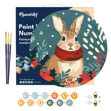 Laden Sie das Bild in den Galerie-Viewer, Malen nach Zahlen auf Holzscheibe - Weihnachtshäschen
