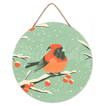 Laden Sie das Bild in den Galerie-Viewer, Malen nach Zahlen auf Holzscheibe - Winterlicher Rotkehlchen