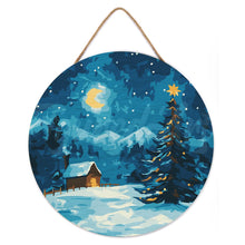Laden Sie das Bild in den Galerie-Viewer, Malen nach Zahlen auf Holzscheibe - Sternenklare Weihnachtsnacht