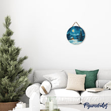 Laden Sie das Bild in den Galerie-Viewer, Malen nach Zahlen auf Holzscheibe - Sternenklare Weihnachtsnacht