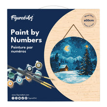 Laden Sie das Bild in den Galerie-Viewer, Malen nach Zahlen auf Holzscheibe - Sternenklare Weihnachtsnacht