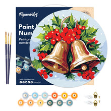 Laden Sie das Bild in den Galerie-Viewer, Malen nach Zahlen auf Holzscheibe - Weihnachtsglocken