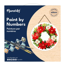 Laden Sie das Bild in den Galerie-Viewer, Malen nach Zahlen auf Holzscheibe - Blumiger Weihnachtskranz
