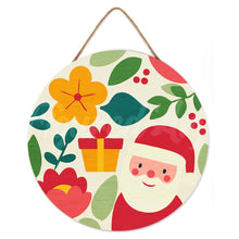 Laden Sie das Bild in den Galerie-Viewer, Malen nach Zahlen auf Holzscheibe - Weihnachtsmann und Blumen