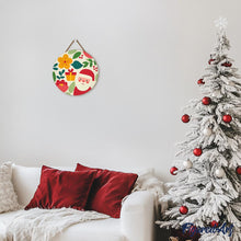 Laden Sie das Bild in den Galerie-Viewer, Malen nach Zahlen auf Holzscheibe - Weihnachtsmann und Blumen