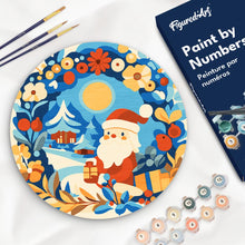 Laden Sie das Bild in den Galerie-Viewer, Malen nach Zahlen auf Holzscheibe - Kranz und Weihnachtsmann