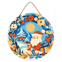 Laden Sie das Bild in den Galerie-Viewer, Malen nach Zahlen auf Holzscheibe - Kranz und Weihnachtsmann