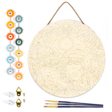 Laden Sie das Bild in den Galerie-Viewer, Malen nach Zahlen auf Holzscheibe - Kranz und Weihnachtsmann