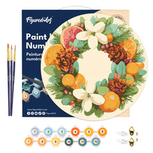 Laden Sie das Bild in den Galerie-Viewer, Malen nach Zahlen auf Holzscheibe - Kiefer- und Zitruskranz