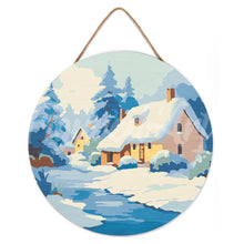 Laden Sie das Bild in den Galerie-Viewer, Malen nach Zahlen auf Holzscheibe - Winterhäuschen