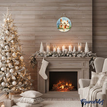 Laden Sie das Bild in den Galerie-Viewer, Malen nach Zahlen auf Holzscheibe - Backsteinhaus im Winter