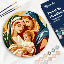 Laden Sie das Bild in den Galerie-Viewer, Malen nach Zahlen auf Holzscheibe - Heilige Familie