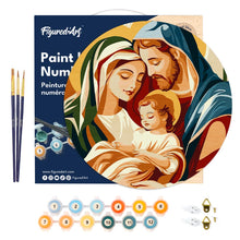 Laden Sie das Bild in den Galerie-Viewer, Malen nach Zahlen auf Holzscheibe - Heilige Familie
