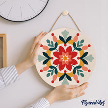 Laden Sie das Bild in den Galerie-Viewer, Malen nach Zahlen auf Holzscheibe - Winter-Mandala