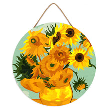 Laden Sie das Bild in den Galerie-Viewer, Malen nach Zahlen auf Holzscheibe - Van Gogh - Sonnenblumen
