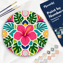 Laden Sie das Bild in den Galerie-Viewer, Malen nach Zahlen Figured'Art – Malen nach Zahlen auf Holzscheibe - Hibiskus-Mandala