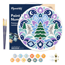 Laden Sie das Bild in den Galerie-Viewer, Malen nach Zahlen auf Holzscheibe - Weihnachts-Mandala