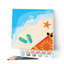 Laden Sie das Bild in den Galerie-Viewer, Mini Malen nach Zahlen mit Rahmen 20x20cm - Zum Strand