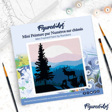 Laden Sie das Bild in den Galerie-Viewer, Mini Malen nach Zahlen mit Rahmen - Majestätischer Hirsch und Landschaft