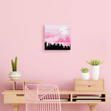 Laden Sie das Bild in den Galerie-Viewer, Mini Malen nach Zahlen mit Rahmen - New York unter einem rosa Himmel