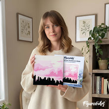 Laden Sie das Bild in den Galerie-Viewer, Mini Malen nach Zahlen mit Rahmen - New York unter einem rosa Himmel
