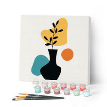 Laden Sie das Bild in den Galerie-Viewer, Mini Malen nach Zahlen mit Rahmen 20x20cm - Schwarze Pflanze und Vase