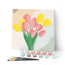 Laden Sie das Bild in den Galerie-Viewer, Mini Malen nach Zahlen mit Rahmen 20x20cm - Tulpenstrauß